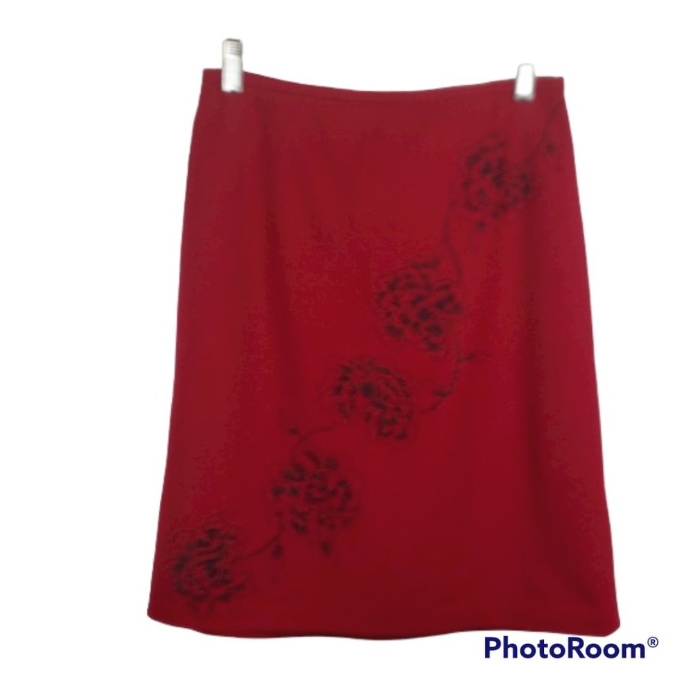 Ann Taylor LOFT Red Wool Blend A-Line Skirt 6P EUC